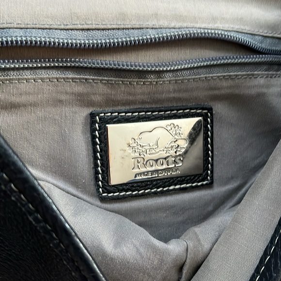 Roots Black Leather Satchel Briefcase School Laptop Bag - Picture 6 of 16